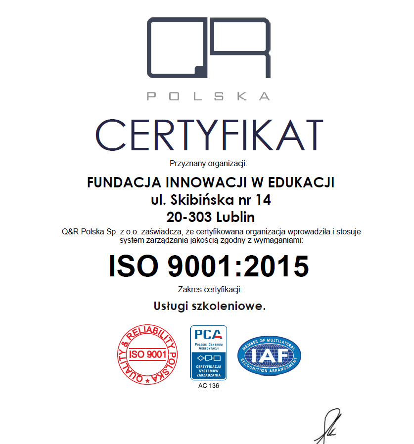 Certyfikat ISO 9001 – Nowy Krok w Podnoszeniu Jakości Naszych Usług.
